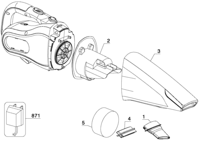 Default Diagram and Parts List for CWV9608 Type 1 Black and Decker Dust Collector